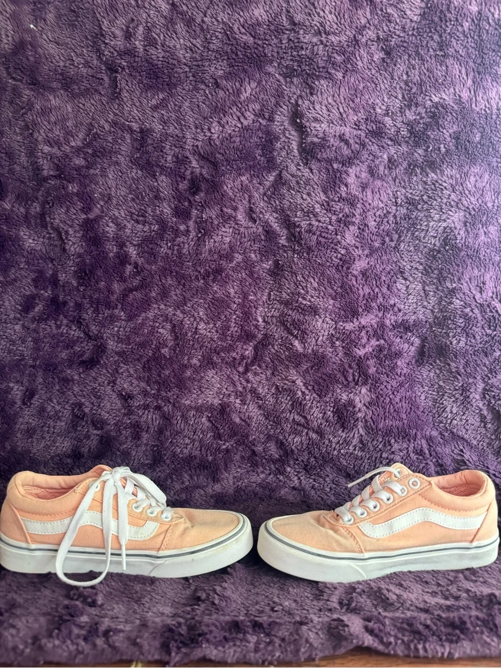 Vans - Peach Canvas Low Top Sneakers with White Stripe